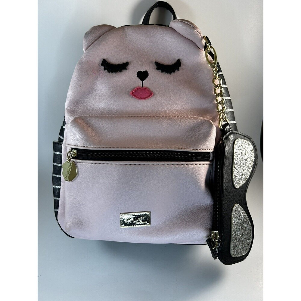 Betsey Johnson Backpack Pink Cat With Coin Purse